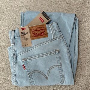 Levi's Sky Light Blue High Waisted Tapered Leg Jeans 27x29